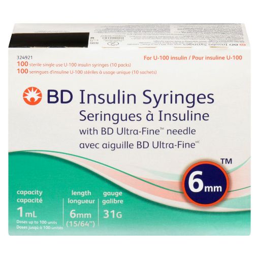 BD Ultra-Fine II Insulin Syringes 31G x 6mm, 1 ml - 100 per Box