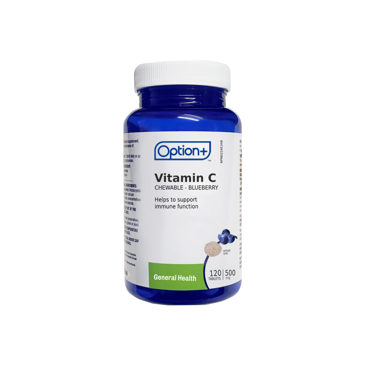 Option+ Vitamin C Chewables 500MG - Blueberry 120 Tabs