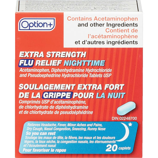 Option+ Extra Strength Flu Relief Nighttime 20 Caplets