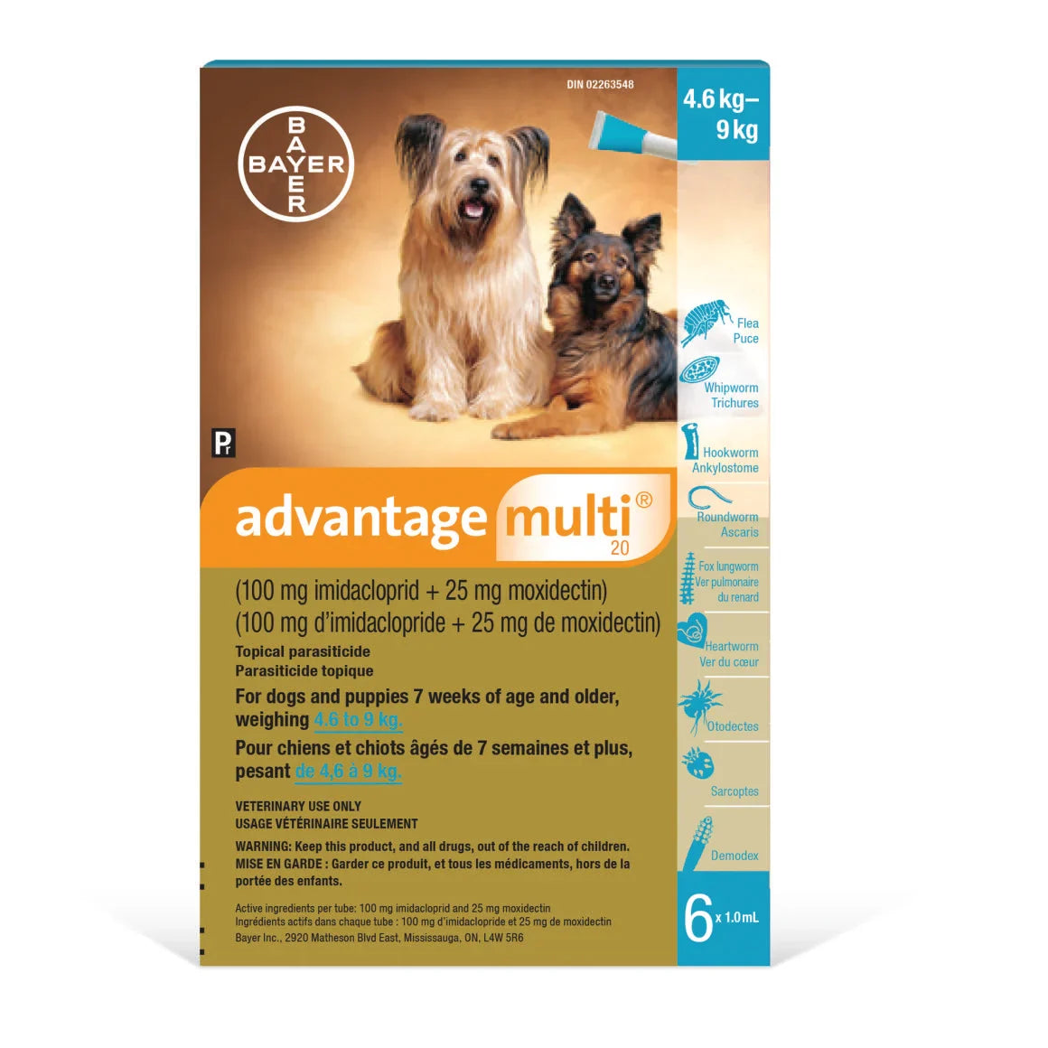 Advantage Multi for dogs 6 x 1 ml Aqua 4.6 - 9 kg, 6 applicators