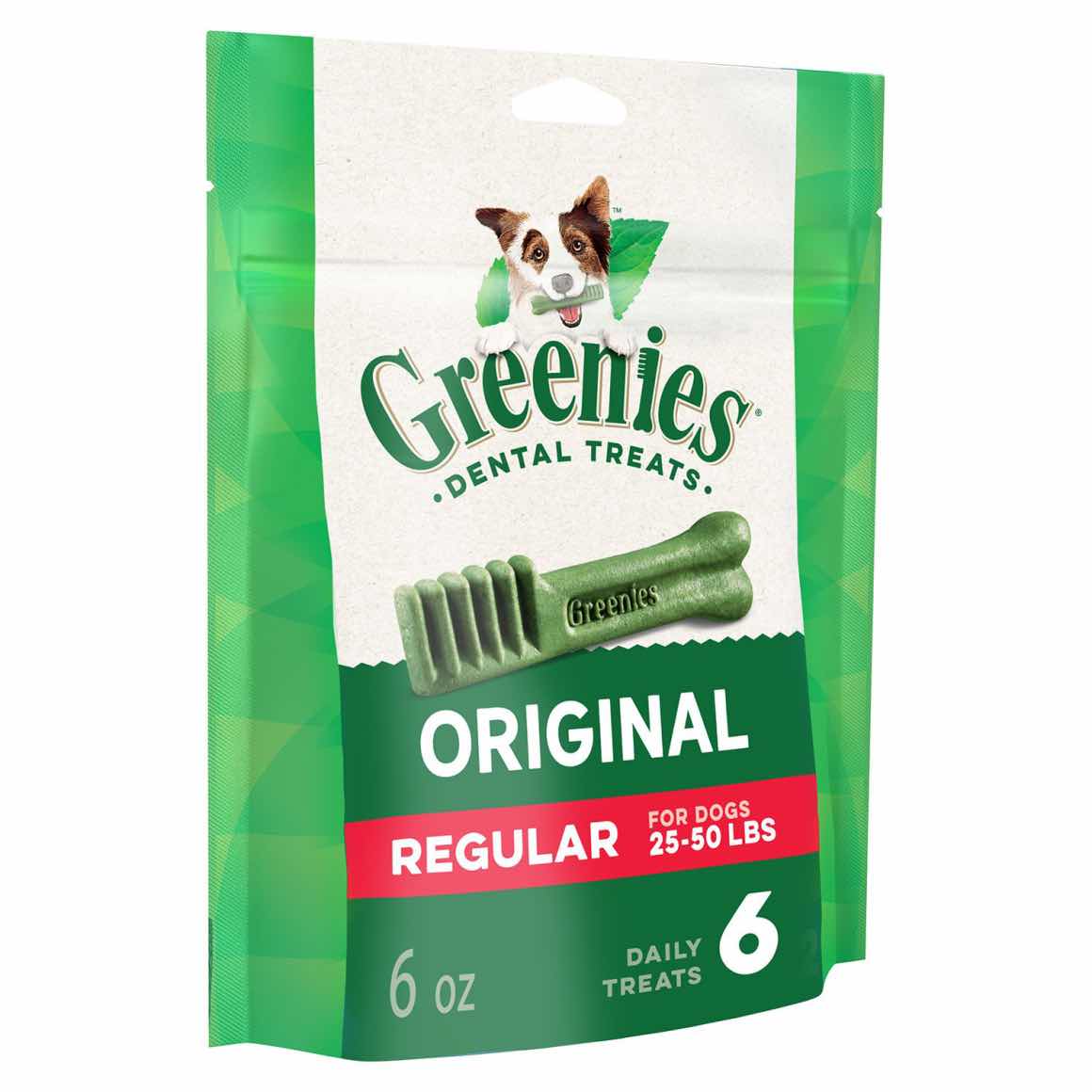 Greenies Dental Treats for Dogs Original Regular 6 Chews