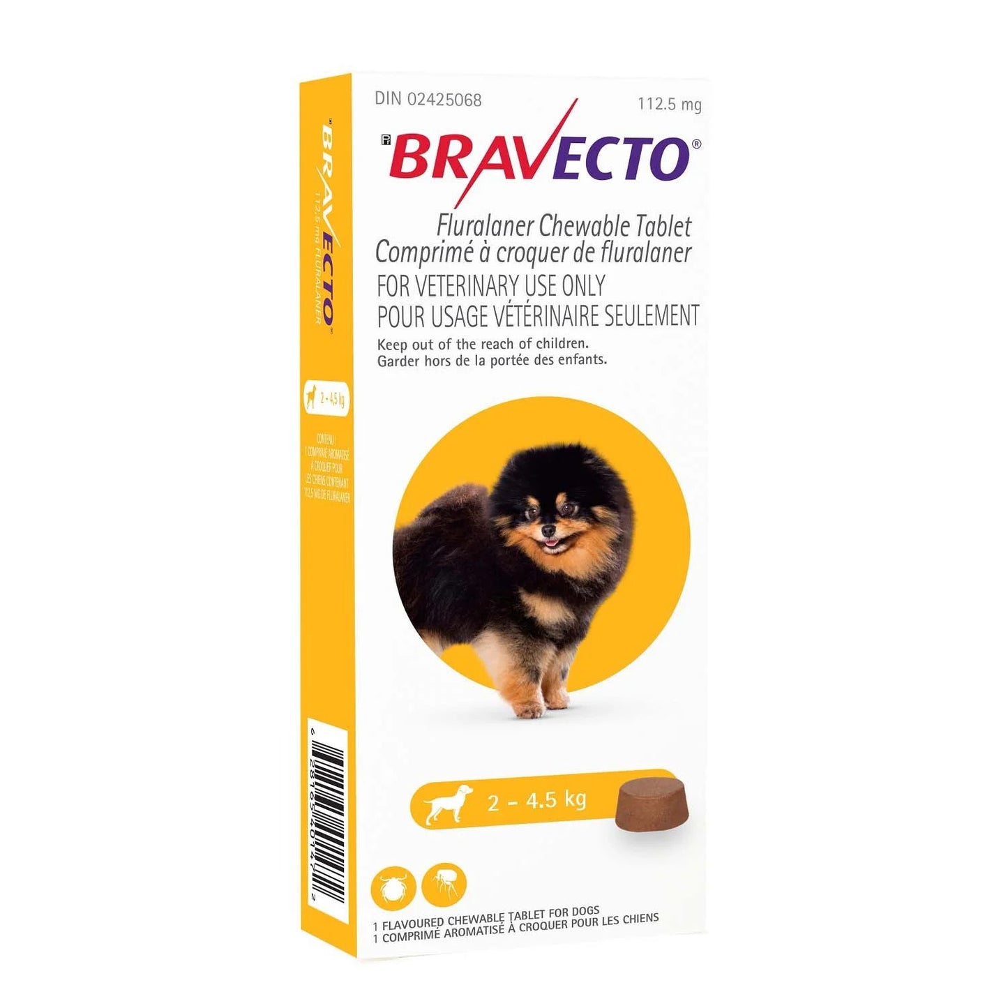 Bravecto Yellow/Jaune 2-4.5 kg, 1 chewable tablet