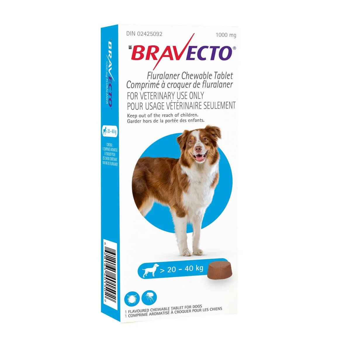 Bravecto Blue/Bleu 20.1 - 40 kg, 1 Chewable Tablet