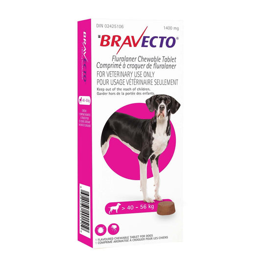 Bravecto Chewable Tablet  Pink/Rose 40.1 - 56 kg, 1 Chewable Tablet