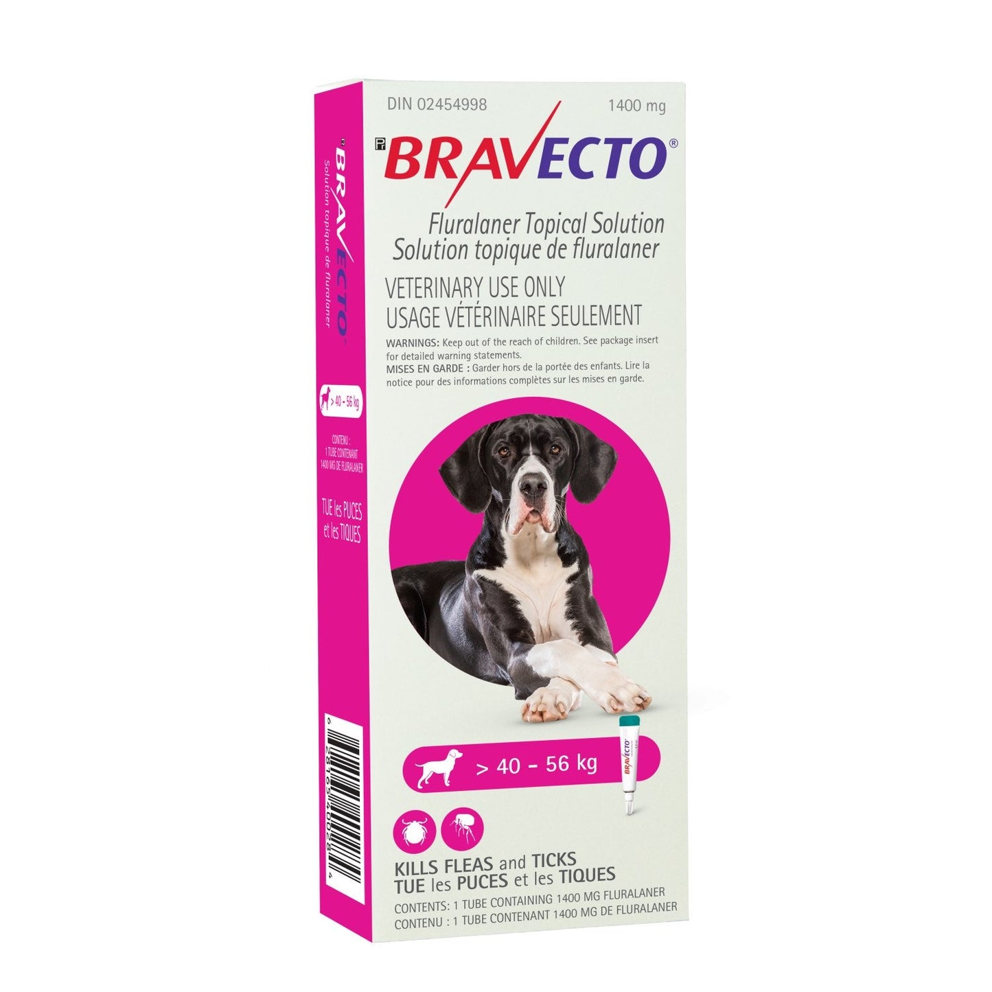 Bravecto topical solution for dogs Pink/Rose 40.1 - 56 kg, 1 Applicator