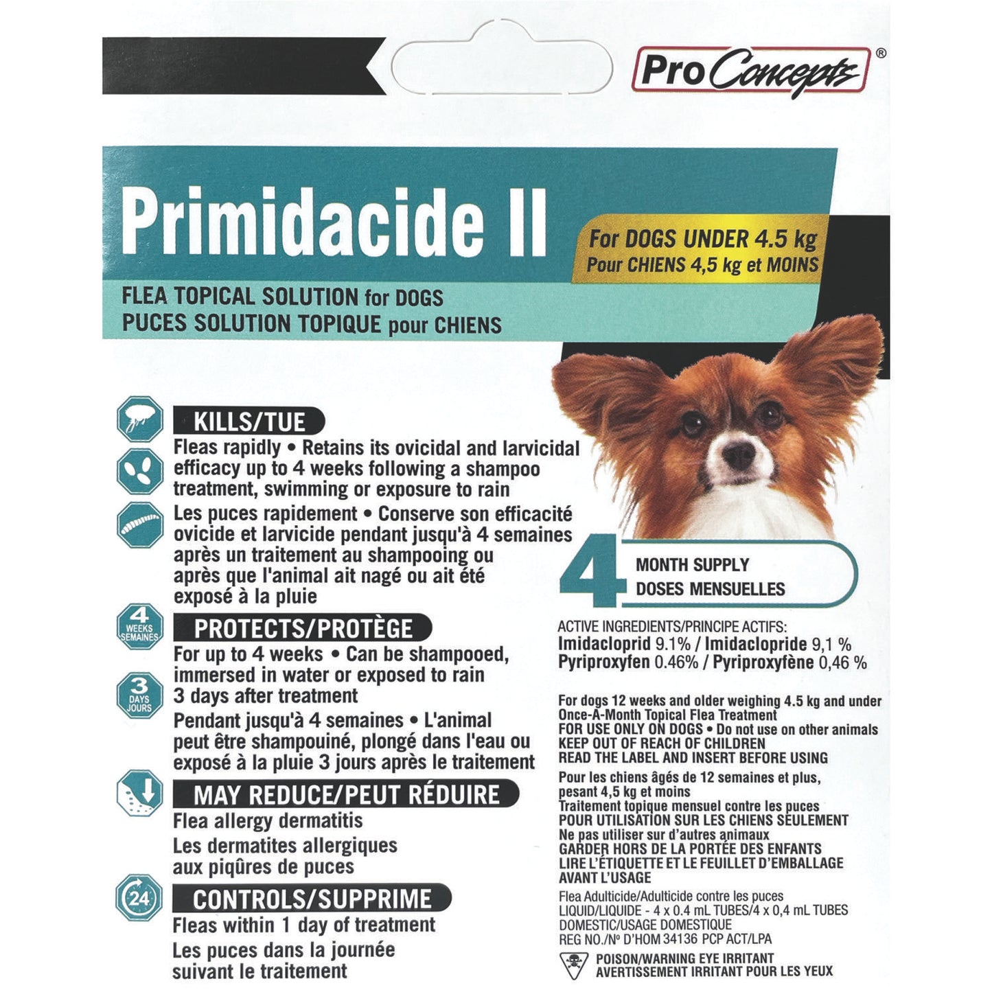 Primidacide II Flea Topical Solution for Dogs under 4.5 kg x 4 month supply