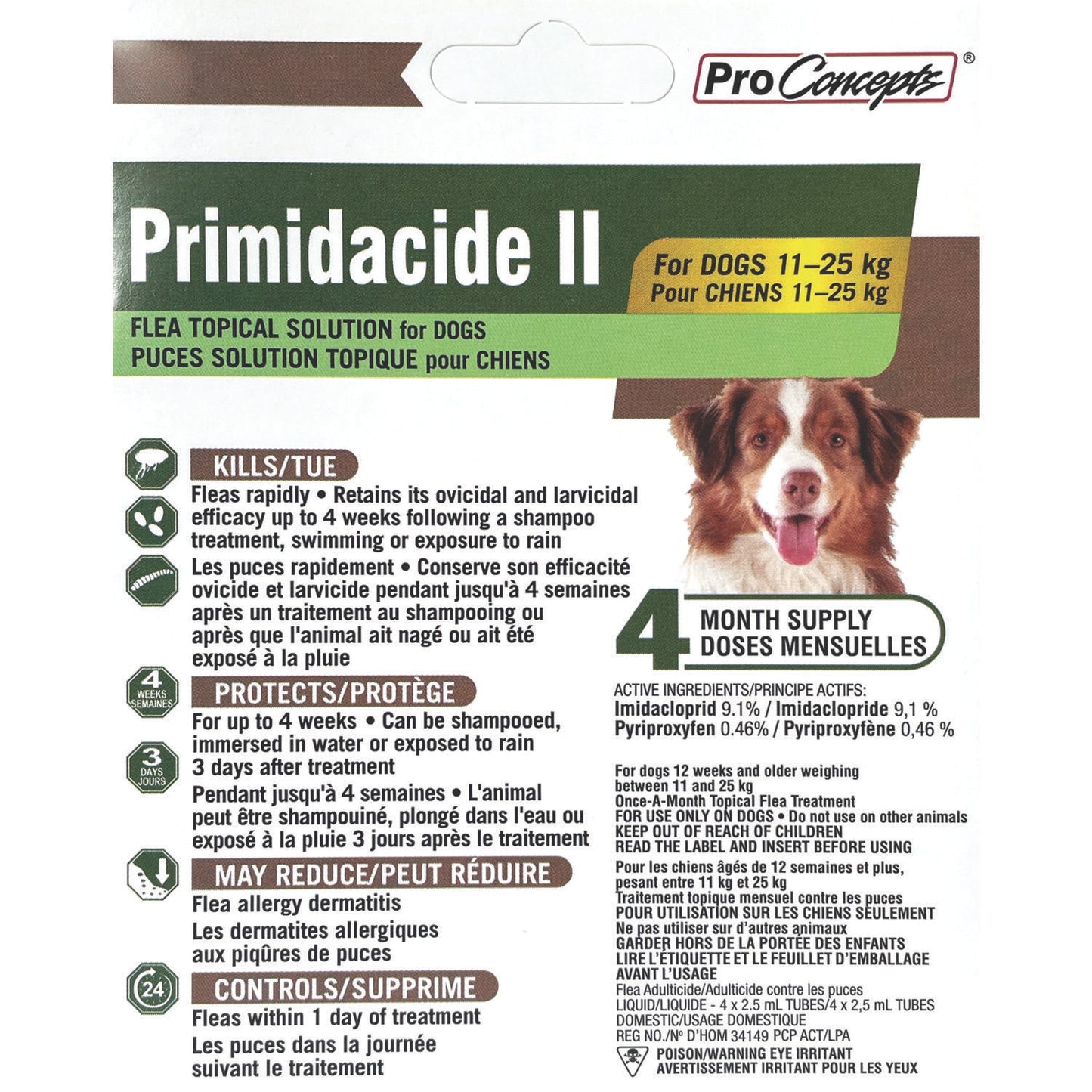Primidacide II Flea Topical Solution for Dogs 11- 25 kg x 4 month supply