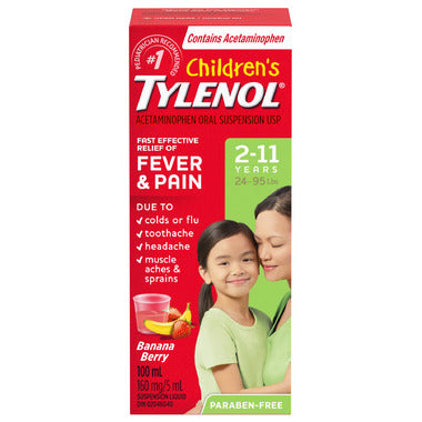 Tylenol Children's Fever & Pain Suspension Liquid Banana Berry