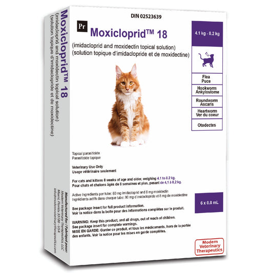 Moxicloprid topical solution for cats Purple 4.1 - 8.2 kg  6 x 0.8 ml