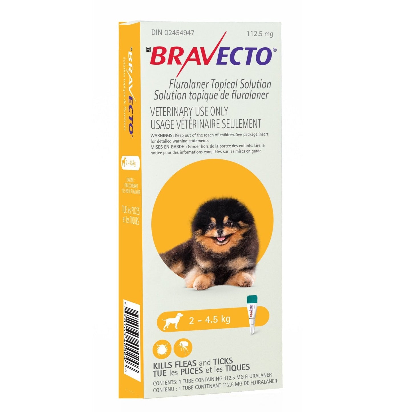 Bravecto topical solution for dogs Yellow/Jaune 2 - 4.5 kg, 1 Applicator