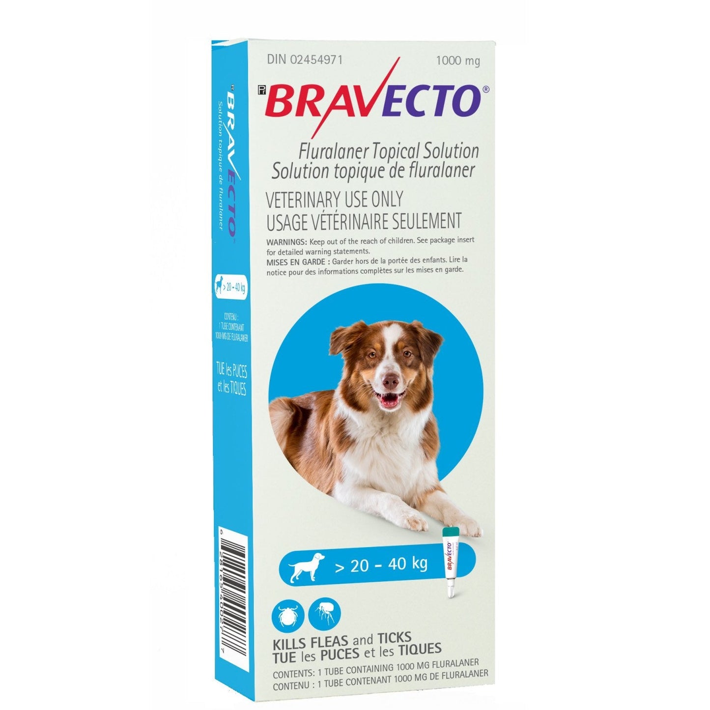 Bravecto topical solution for dogs Blue/Bleu 20.1 - 40 kg, 1 Applicator