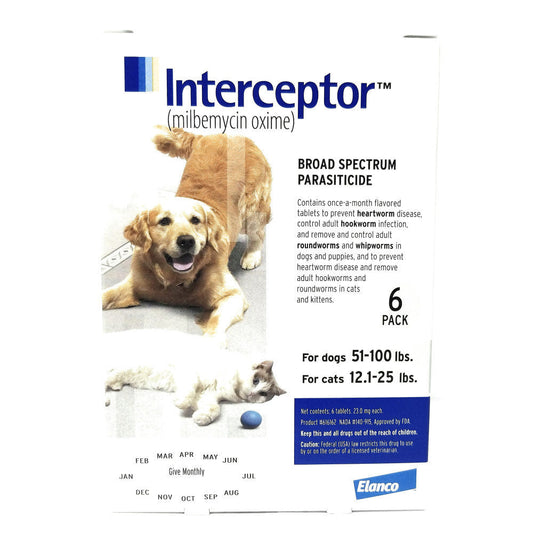 Interceptor White/Blanc 51-100 lb 6 Chewable Tablets