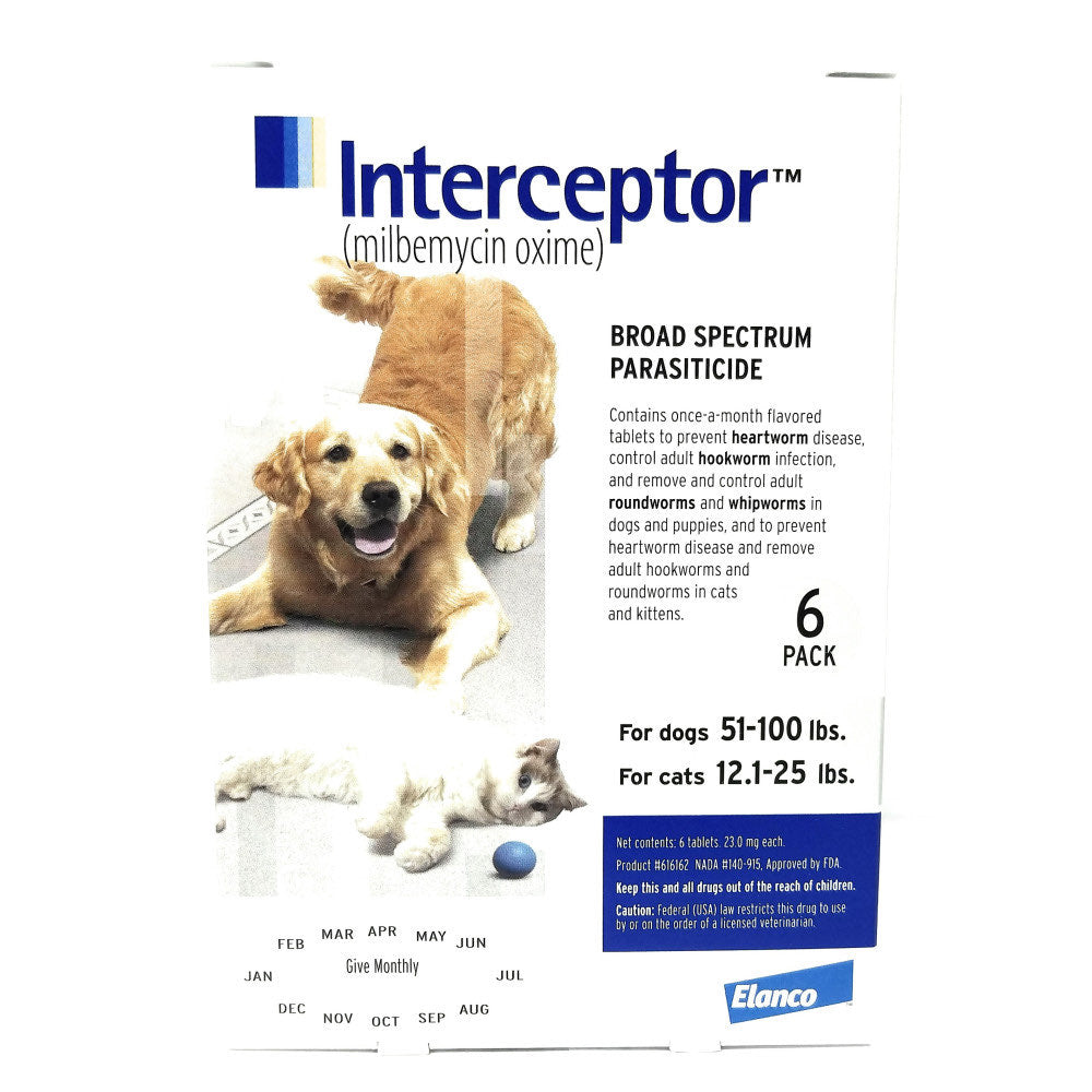Interceptor White/Blanc 51-100 lb 6 Chewable Tablets