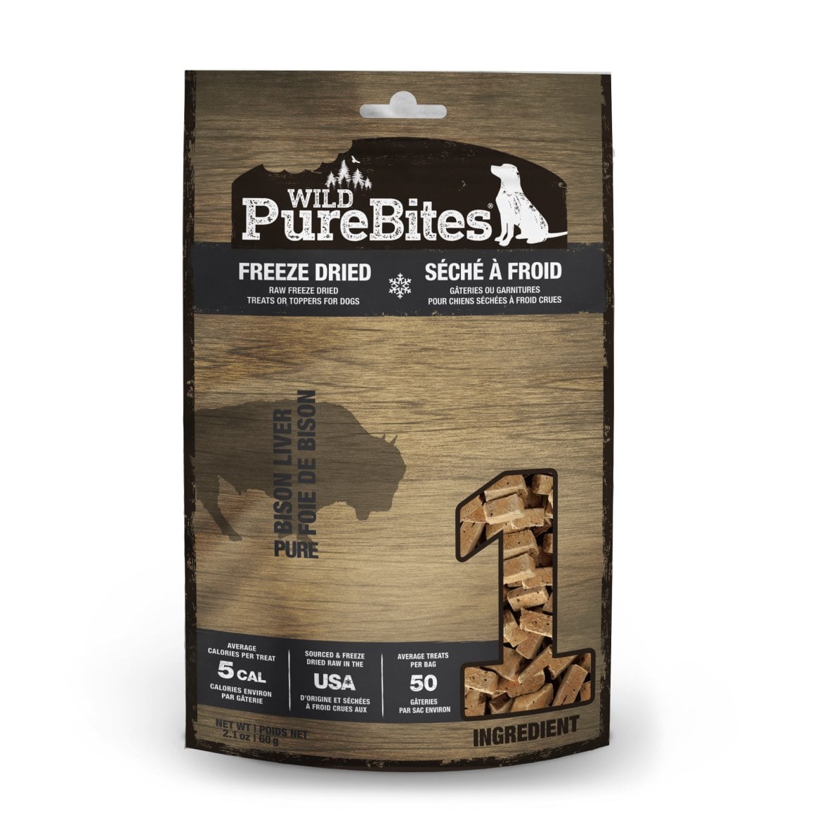 PureBites Wild Bison Liver Freeze Dried Dog Treats 60g