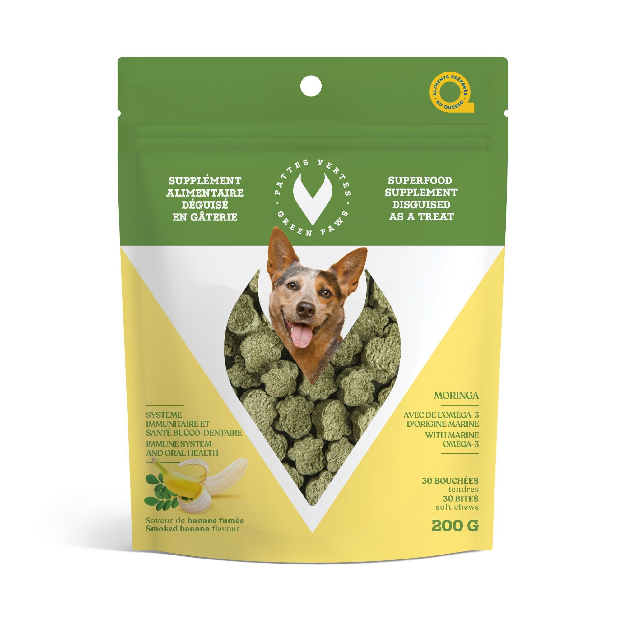 Green Paws Supplement disguised as treats omega 3 for dogs Smoked banana