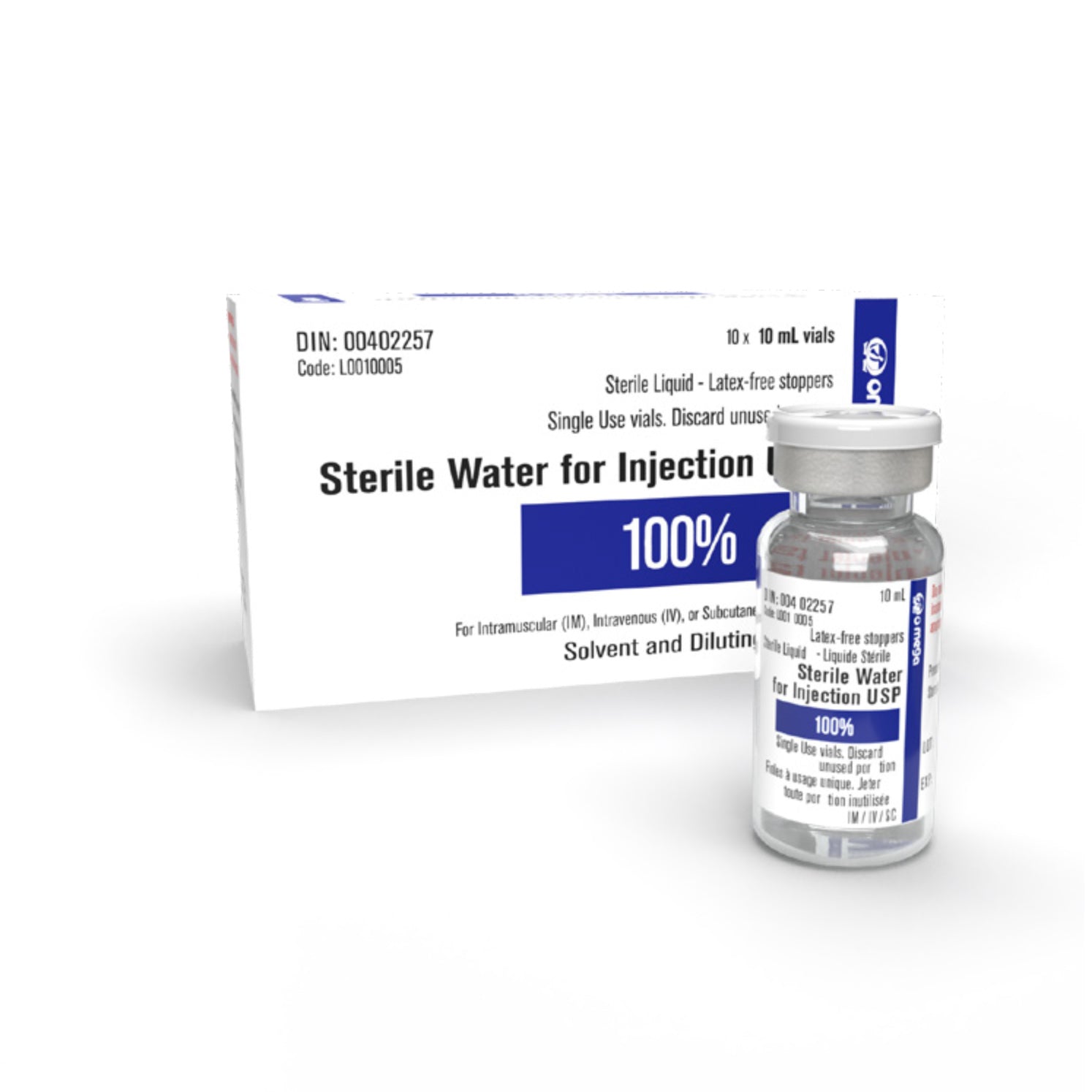 Sterile water for injection USP, 10X10ml vials