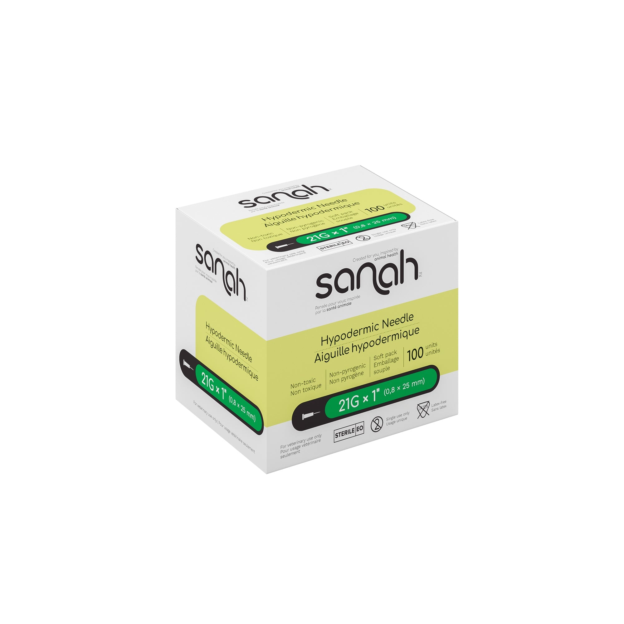 Sanah Hypodermic Needles for Veterinary Use, 100/Box