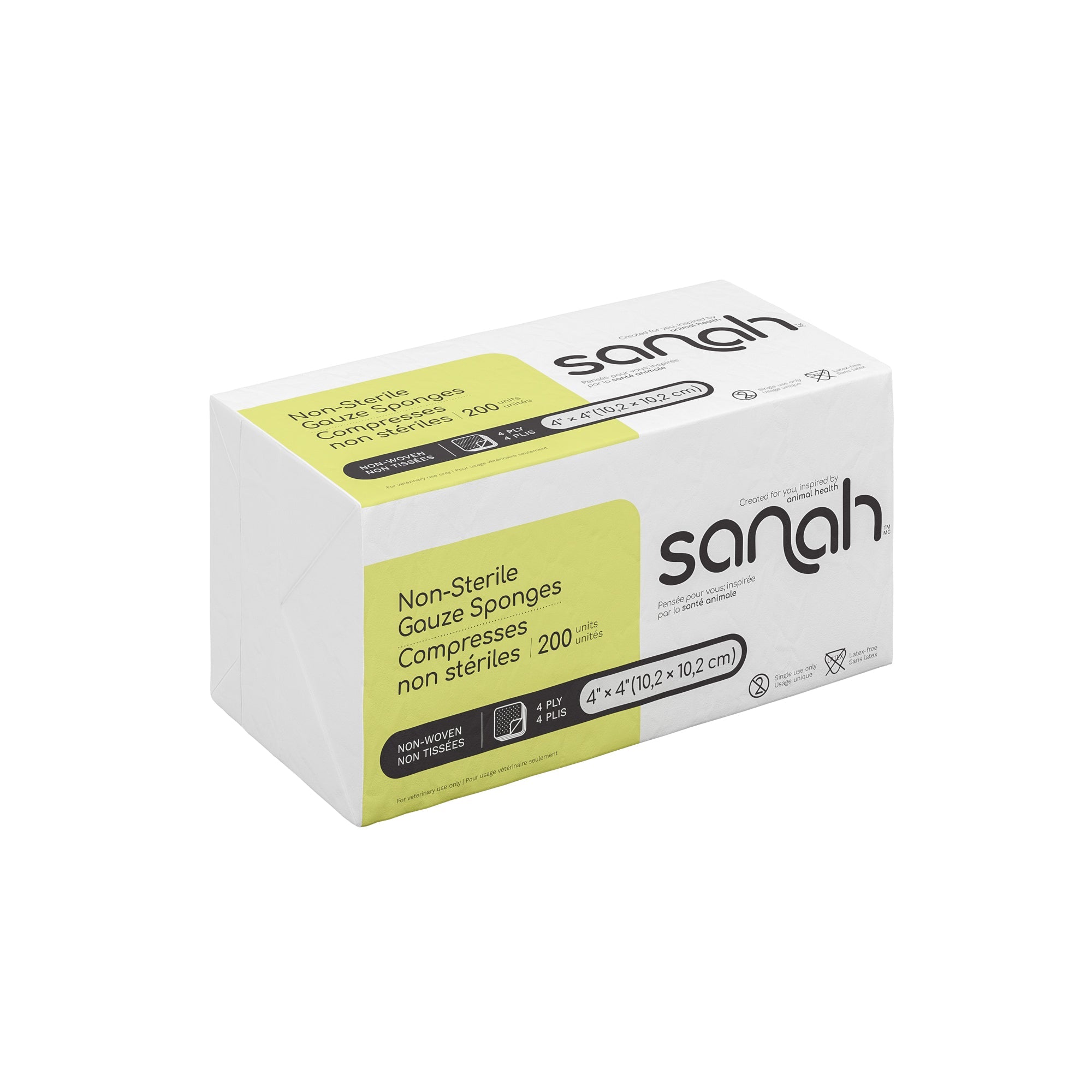 Sanah Veterinary Gauze Sponges, Non-Sterile, 4-Ply