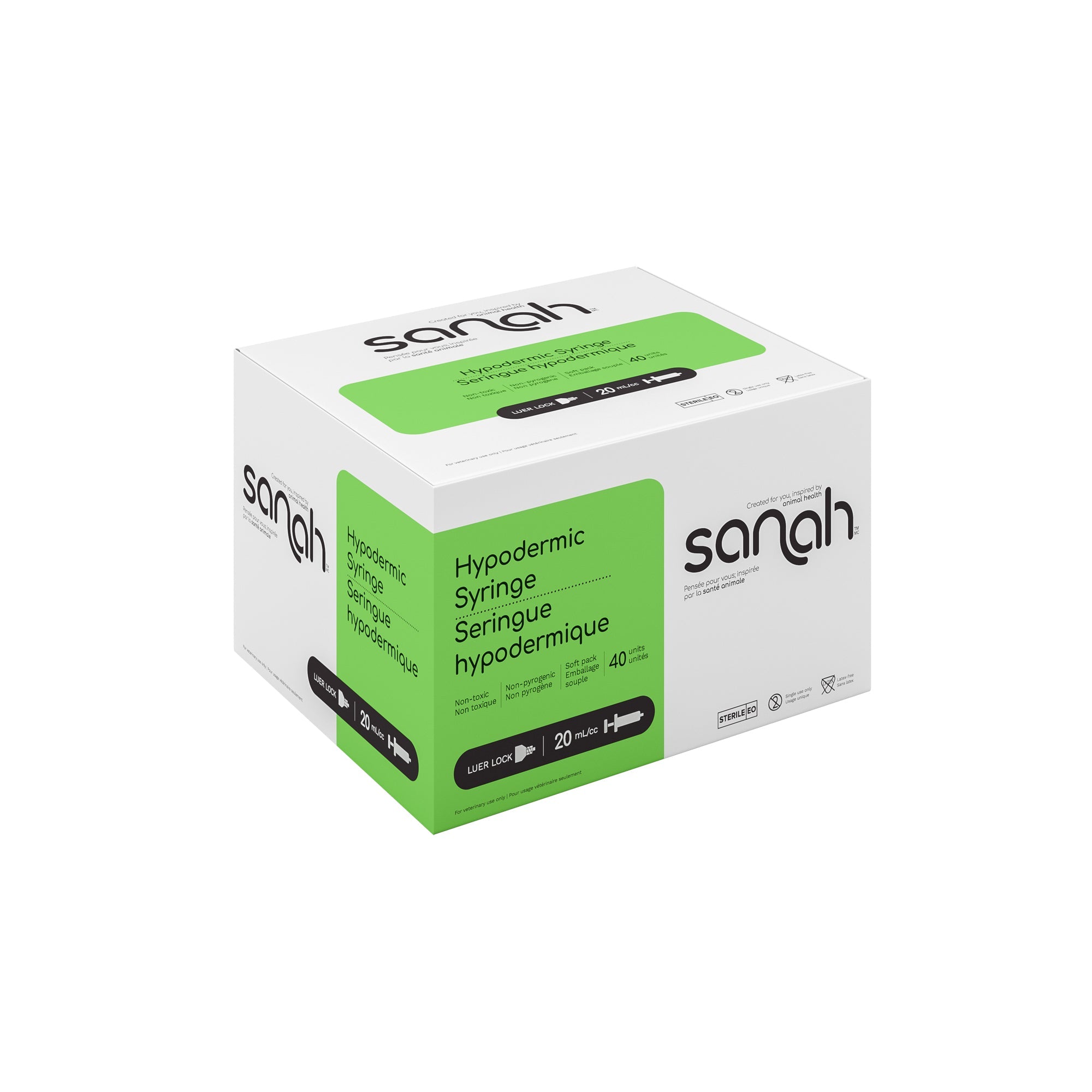 Sanah Hypodermic Syringes, Luer Lock, Sterile