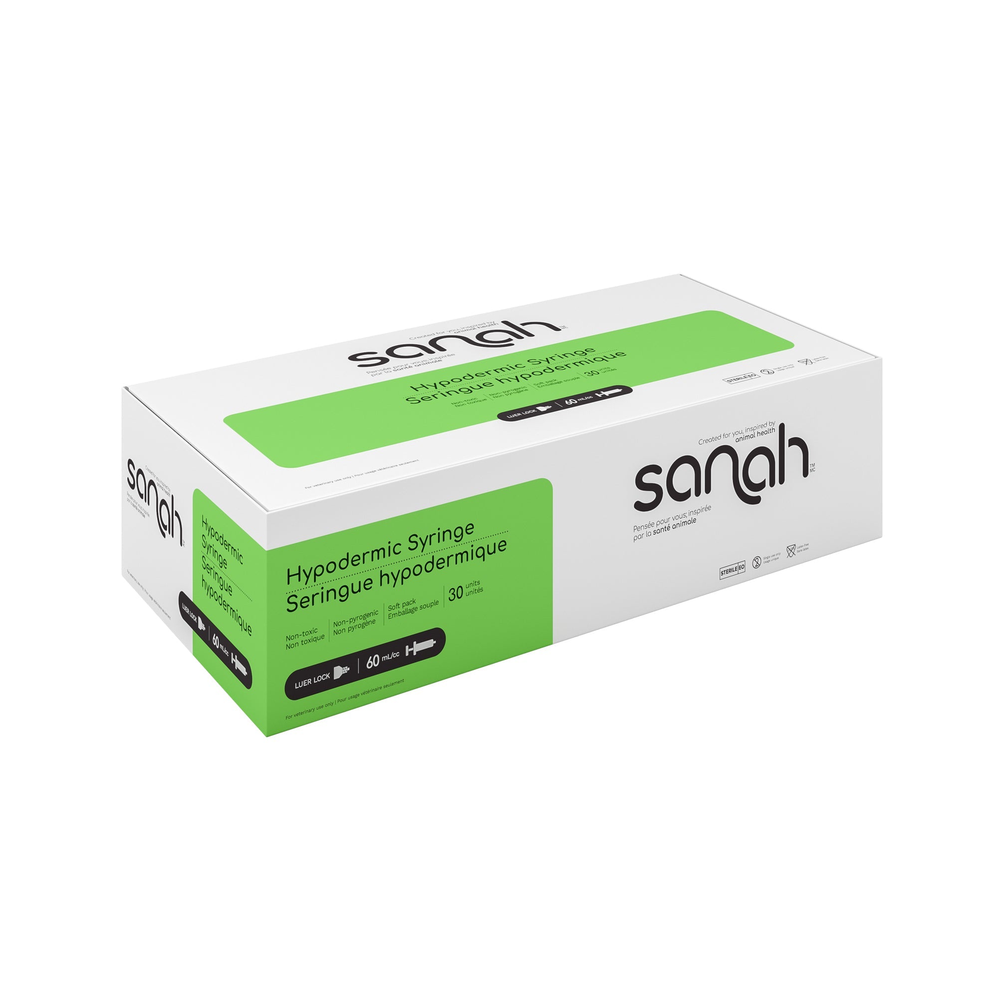Sanah Hypodermic Syringes, Luer Lock, Sterile