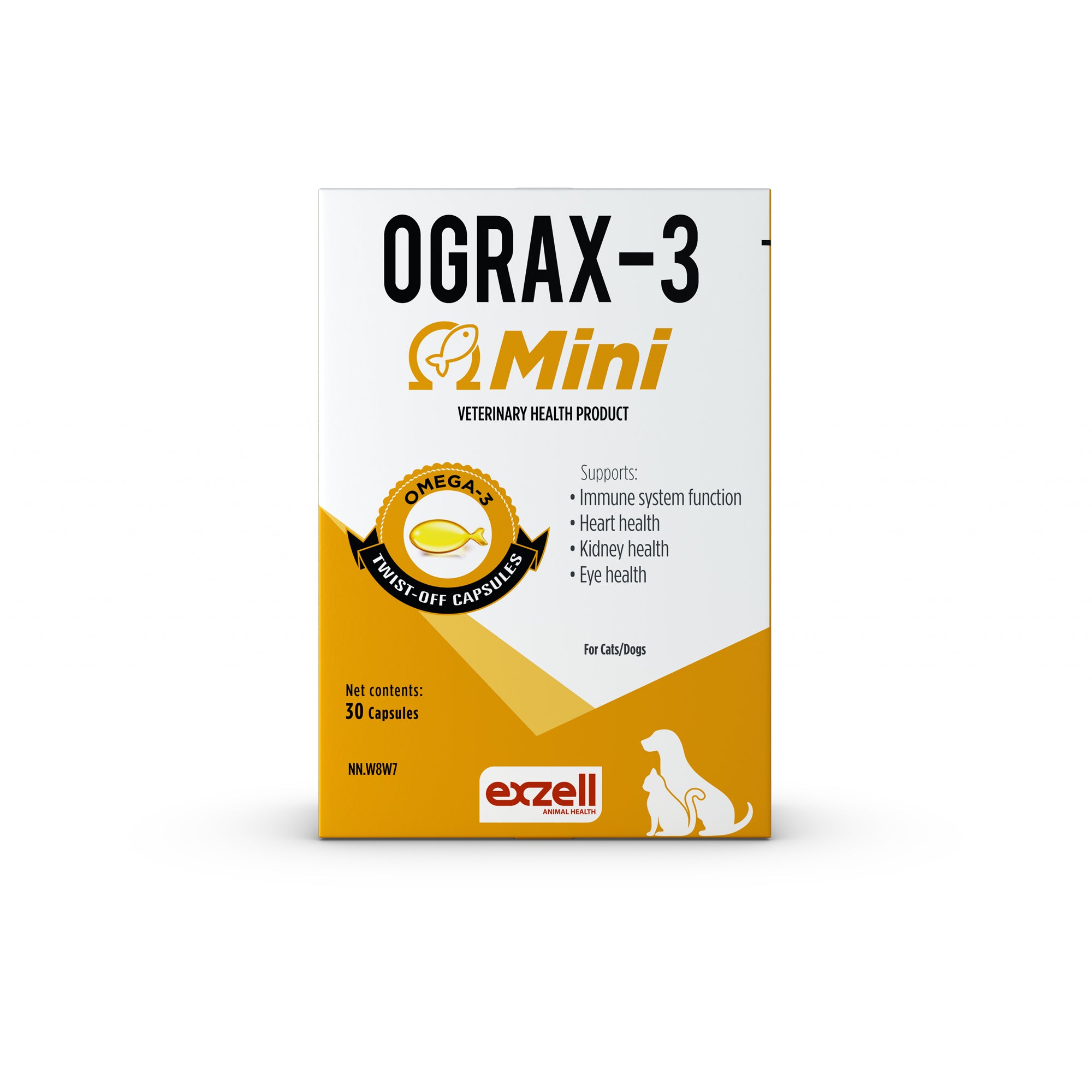 Ograx-3 Mini twist-off capsules for cats and dogs, 30 caps