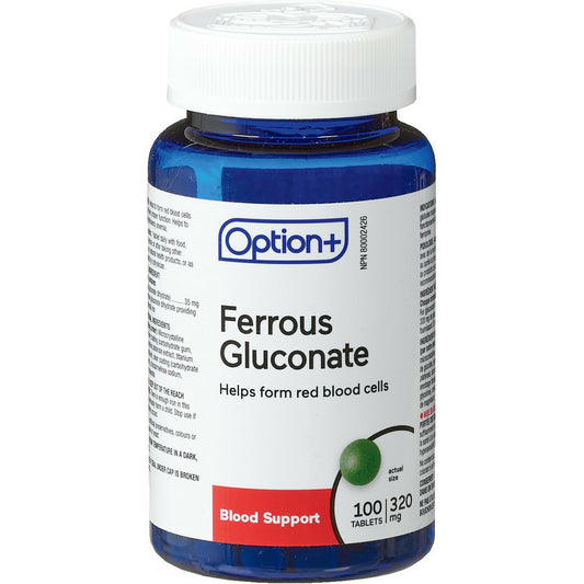 Option+ Ferrous Gluconate 320mg 100 Tabs