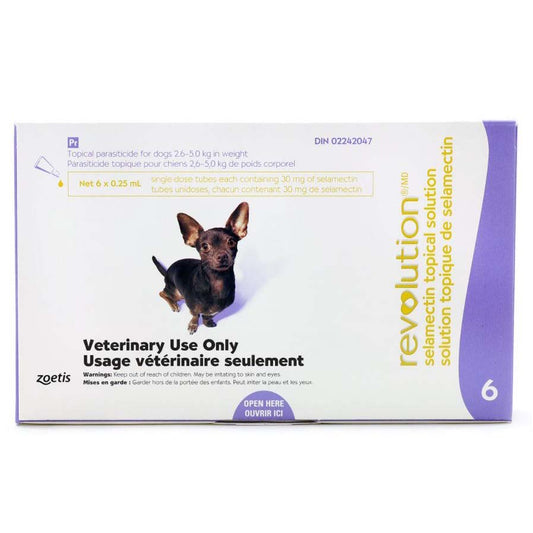 Revolution for Dog Purple/Violet 2.6 - 5 kg, 1 box of 6 applicators