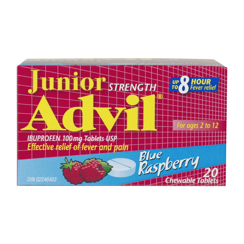 Advil Junior Strength Chewables Blue Raspberry 20 tabs