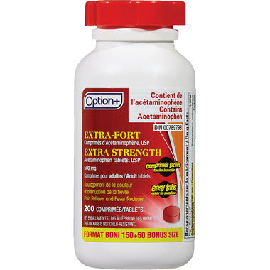 Option+ Extra Stength Acetaminophen Tablets 500mg