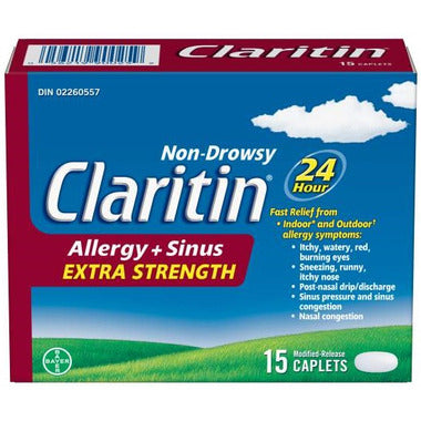 Claritin Extra Strength Non-Drowsy Allergy & Sinus 15 Tablets