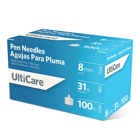 UltiCare Pen Needles 31Gx8mm, Box of 100