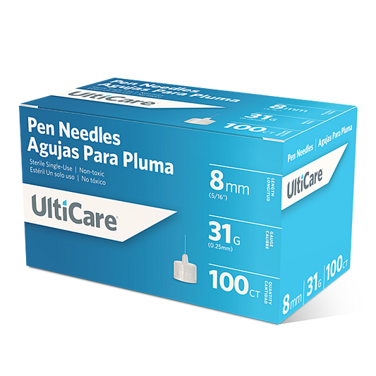 UltiCare Pen Needles 31Gx8mm, Box of 100