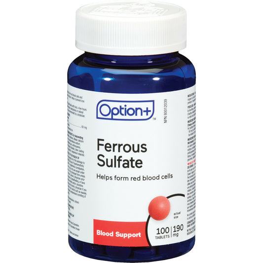 Option+ Ferrous Sulfate 190mg 100 Tabs