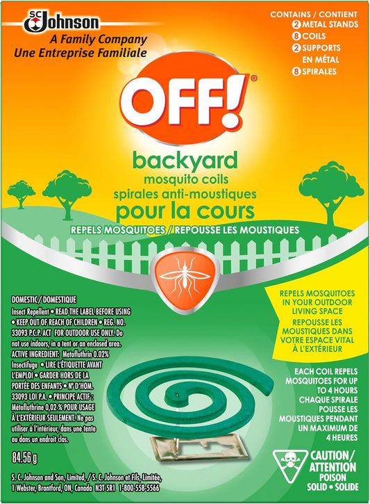 OFF! Backyard Mosquito Repellent Coils, 2 Metal Stands and 8 Coils