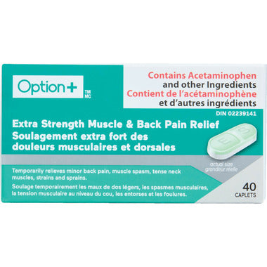 Option+ Extra Strength Muscle & Back Pain Relief 40 Caplets