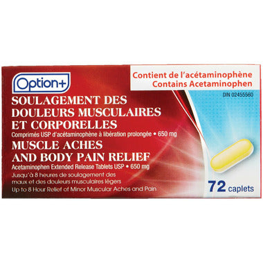 Option+ Muscle Aches and Body Pain Relief 72 Caplets