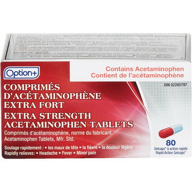 Option+ Extra Strength Acetaminophen Tablets 80 Gelcaps