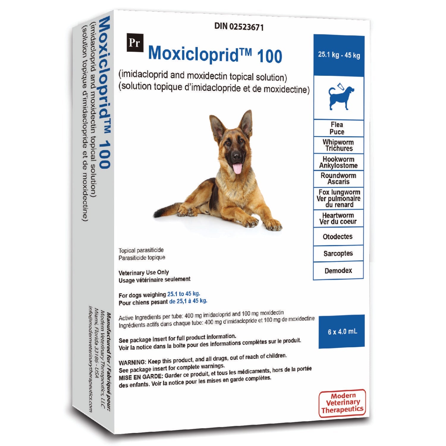 Moxicloprid topical solution for dogs Navy/Marine 25.1 - 45 kg, 6 x 4.0 ml