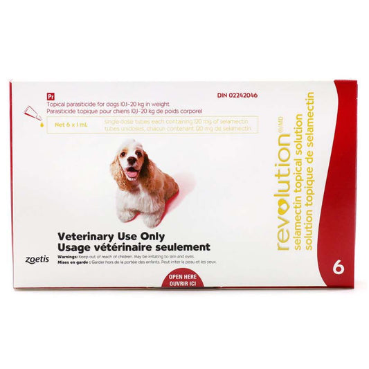 Revolution for Dog Red/Rouge 10.1 - 20 kg, 1 box of 6 applicators