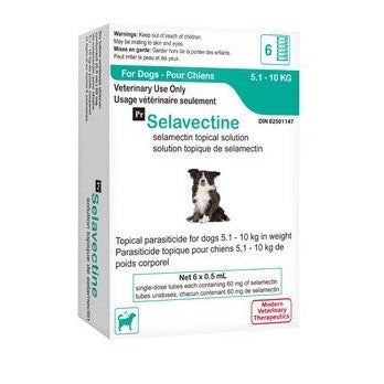 Selavectine for dogs Aqua 5.1 - 10 kg, 1 box of 6 applicators