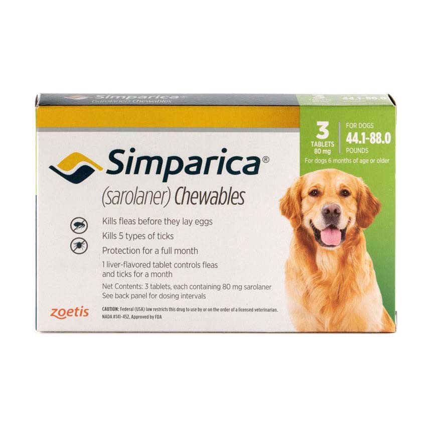 Simparica Green/Vert 20.1 - 40 kg, 1 box of 3 tablets