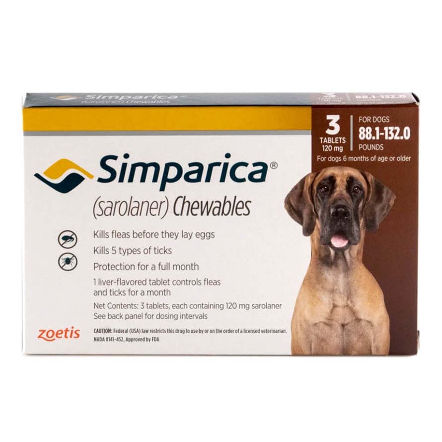 Simparica Brown/Brun 40.1 - 60 kg, 1 box of 3 tablets