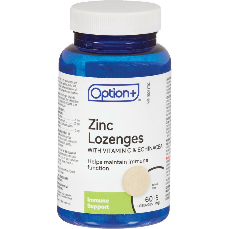Option+ Zinc Lozenges with Vitamin C & Echinacea 60 Count