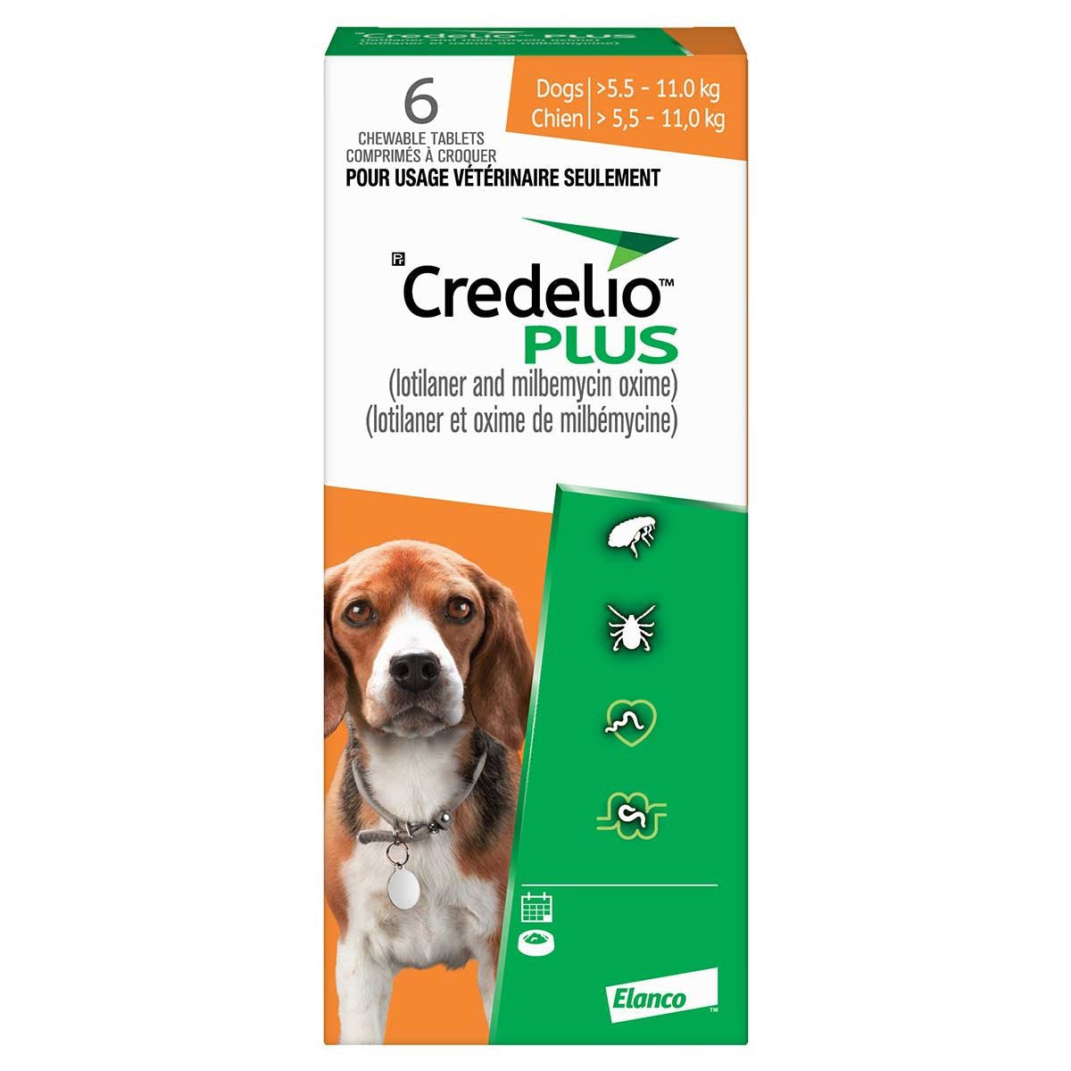 Credelio Plus for dogs Orange 5.6 - 11 kg, 6 Chewable Tablets