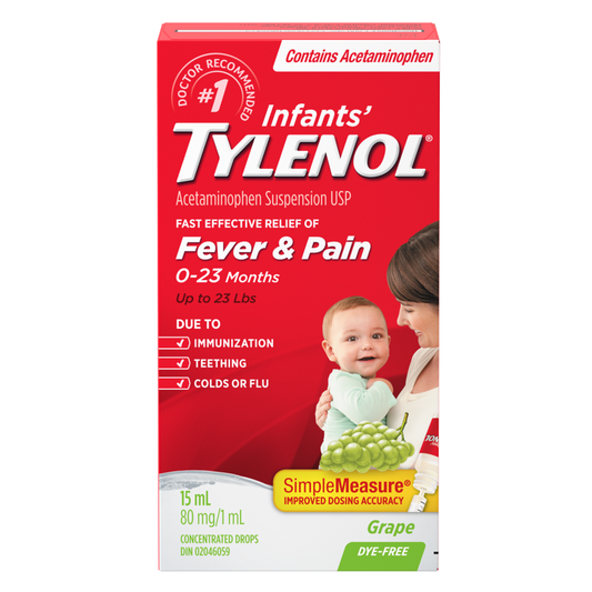 Tylenol Infants' Fever & Pain Suspension Drops Dye-Free Grapev 15 ml