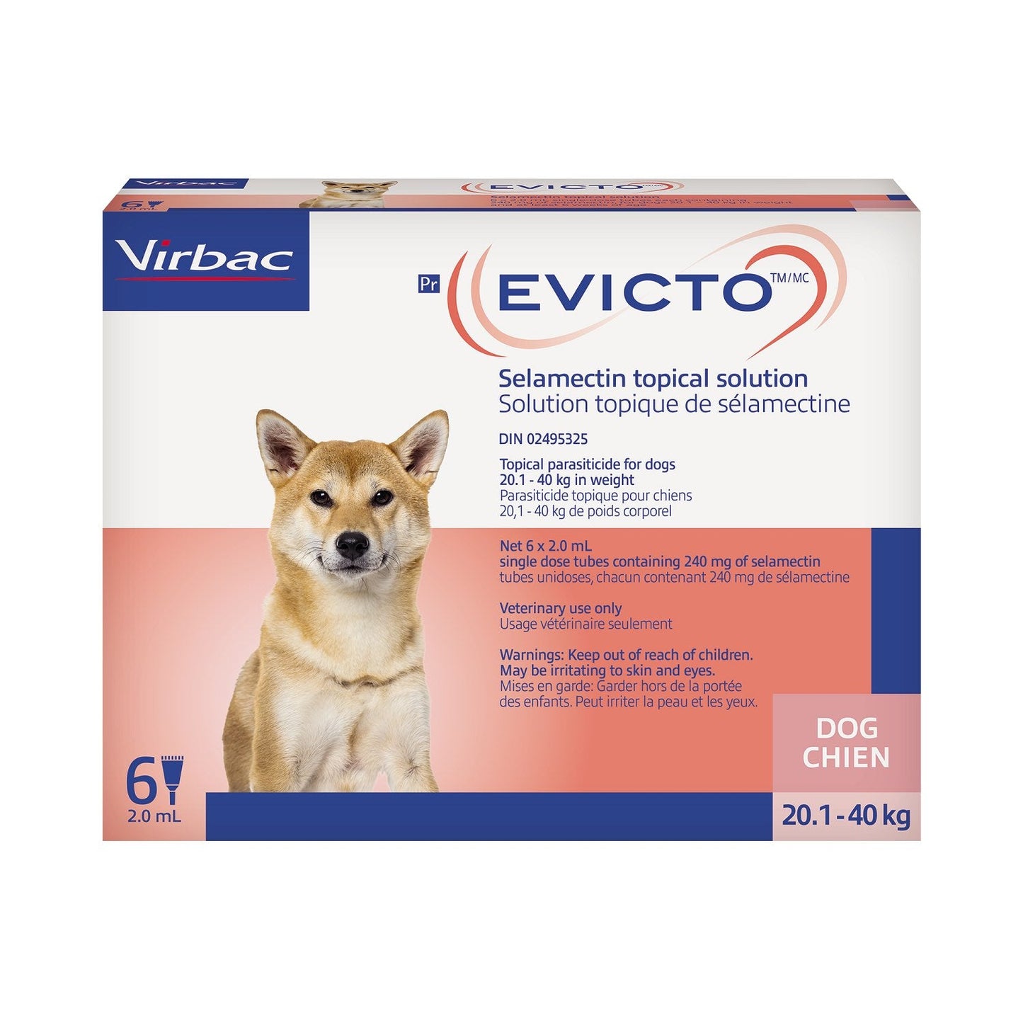 Evicto for Dog Pink/Rose 20.1 - 40 kg, 6 x 2 ml