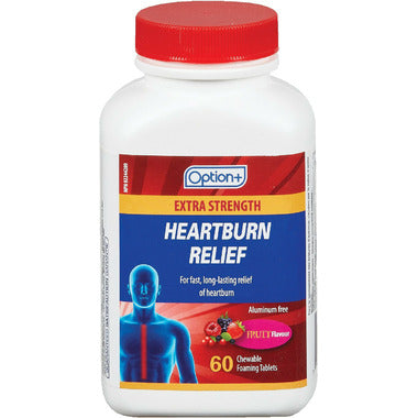 Option+ Extra Strength Heartburn Relief Chewable Tablets 60 Tabs