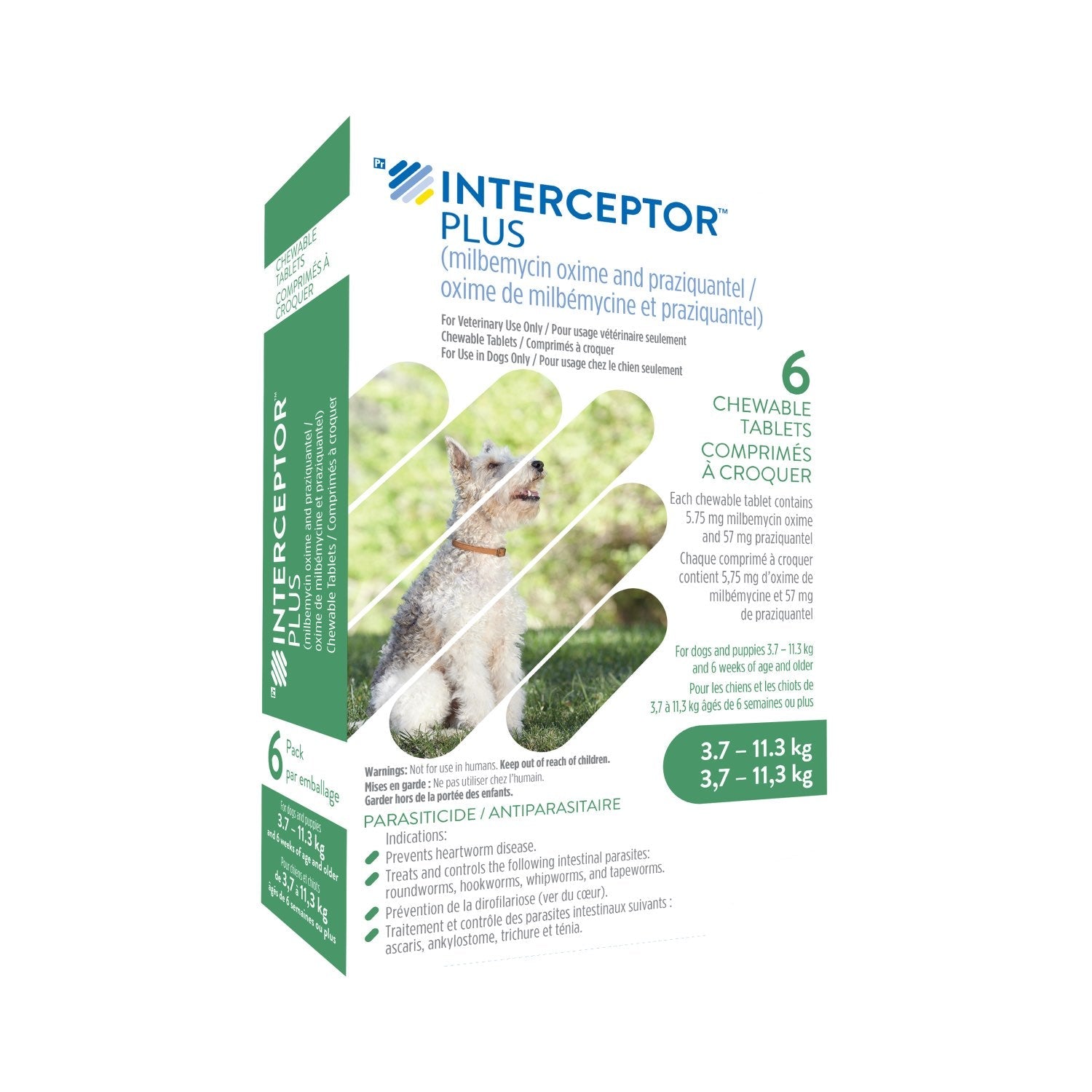 Interceptor Plus Green/Vert 3.7-11.3 kg, 6 chewable tablets