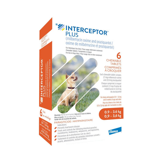 Interceptor Plus Orange 0.9-3.6 kg, 6 Chewable Tablets