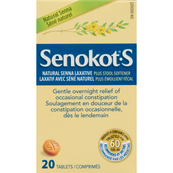 Senokot S Natural Senna Laxative + Stool Softener 20 Tabs